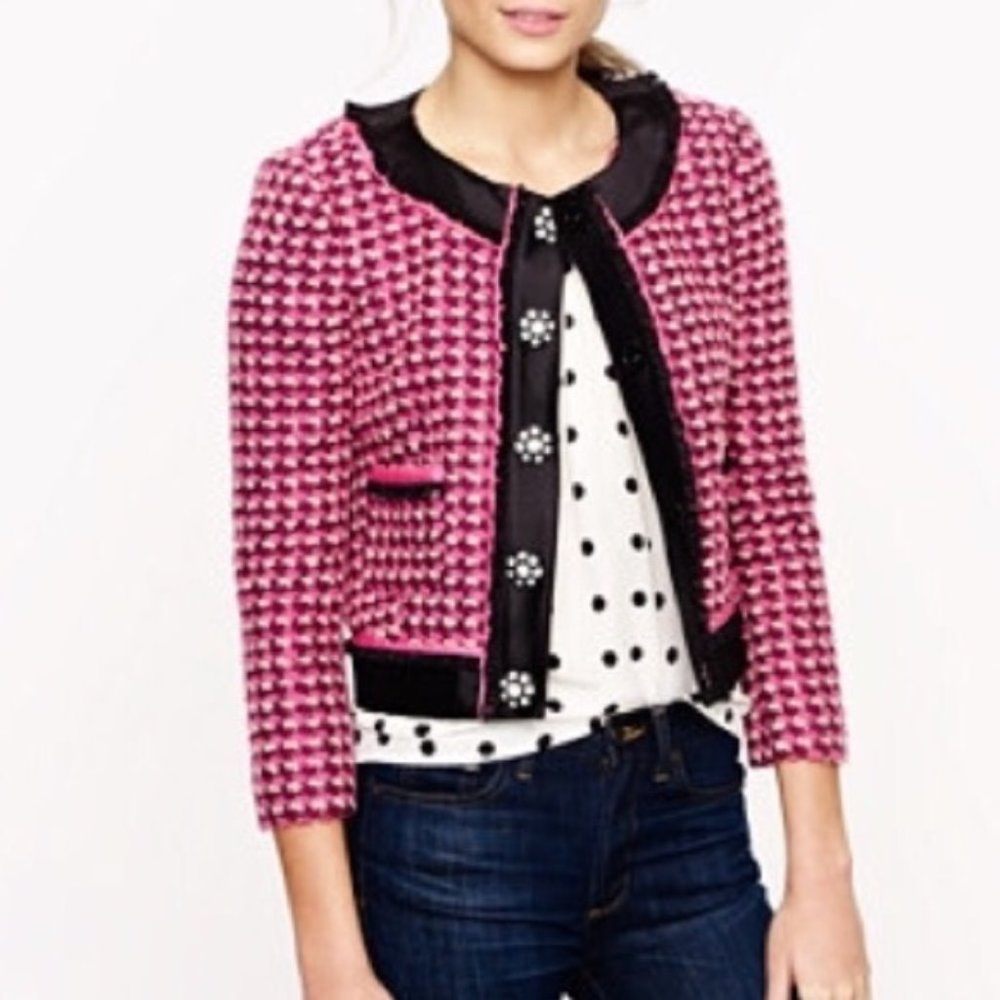 J crew collection lady jacket in pink tweed